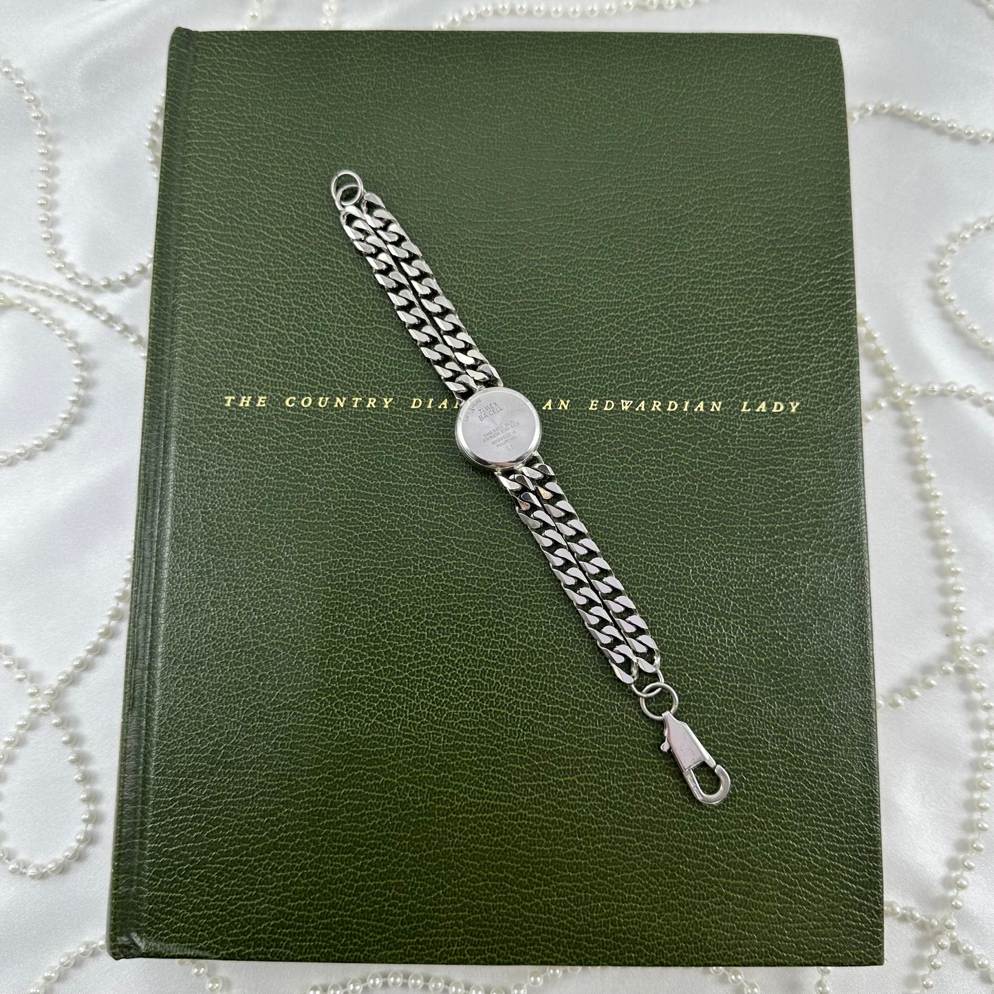 Silver Chain Timex Watch with Gold Hands