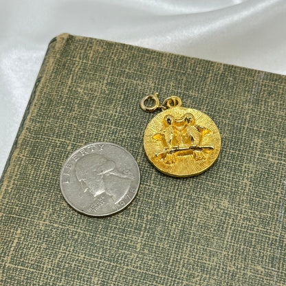 Vintage Gold Love Birds Charm