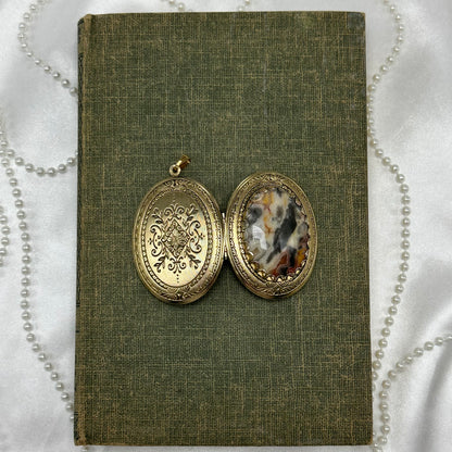 Oval Multicolor Stone Photo Locket