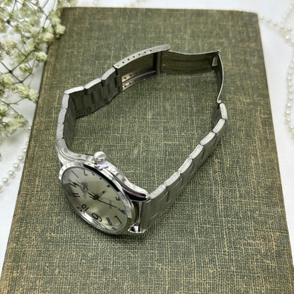 Chunky Silver Round Dial Tank Watch