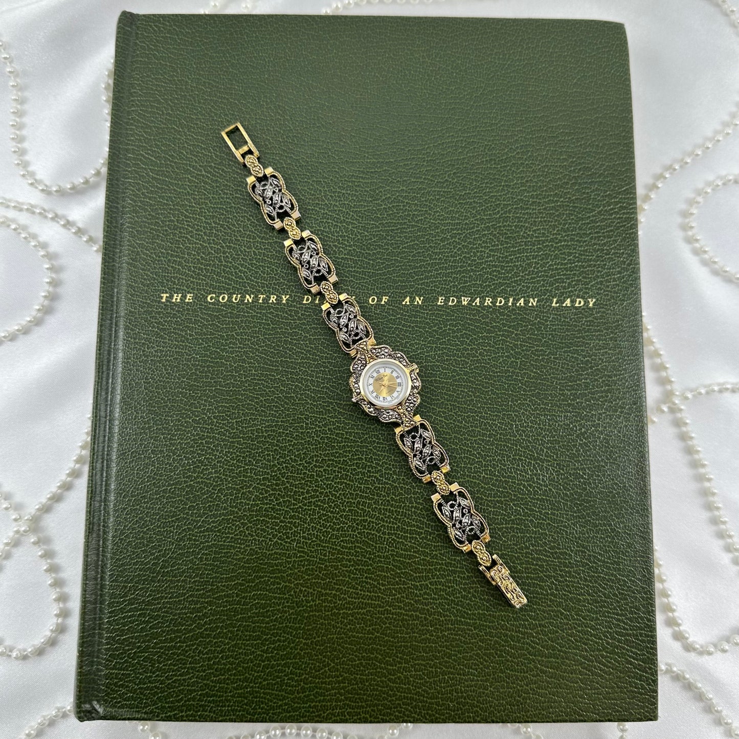 Two-Tone Art Deco Style Watch with Roman Numeral Markers