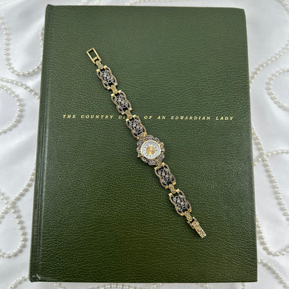 Two-Tone Art Deco Style Watch with Roman Numeral Markers