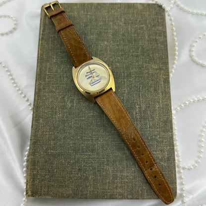 Vintage Gold Bayliner Buccaneer Sailboat Yacht Automatic Watch