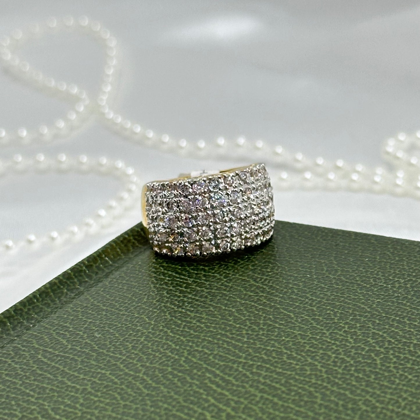 Five Row Cubic Zirconia Vintage Deadstock Ring 14k Gold Electroplate