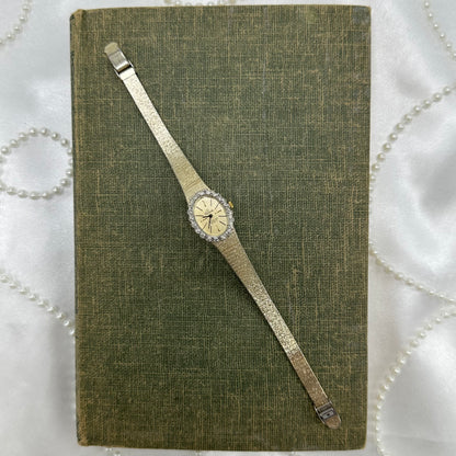 Gold Diamanté Deauville Oval Dial Watch