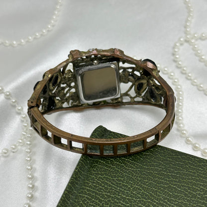 Vintage Black Rose Cuff Watch