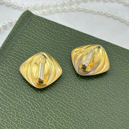 Chunky Gold Vintage Clip On Earrings