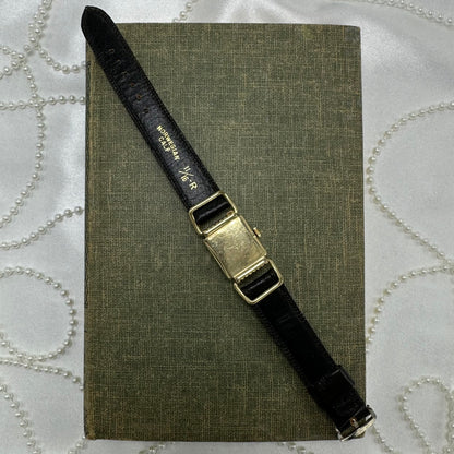 1950's Vintage 14k GF Lord Elgin 21 Jewels Black Dial Watch