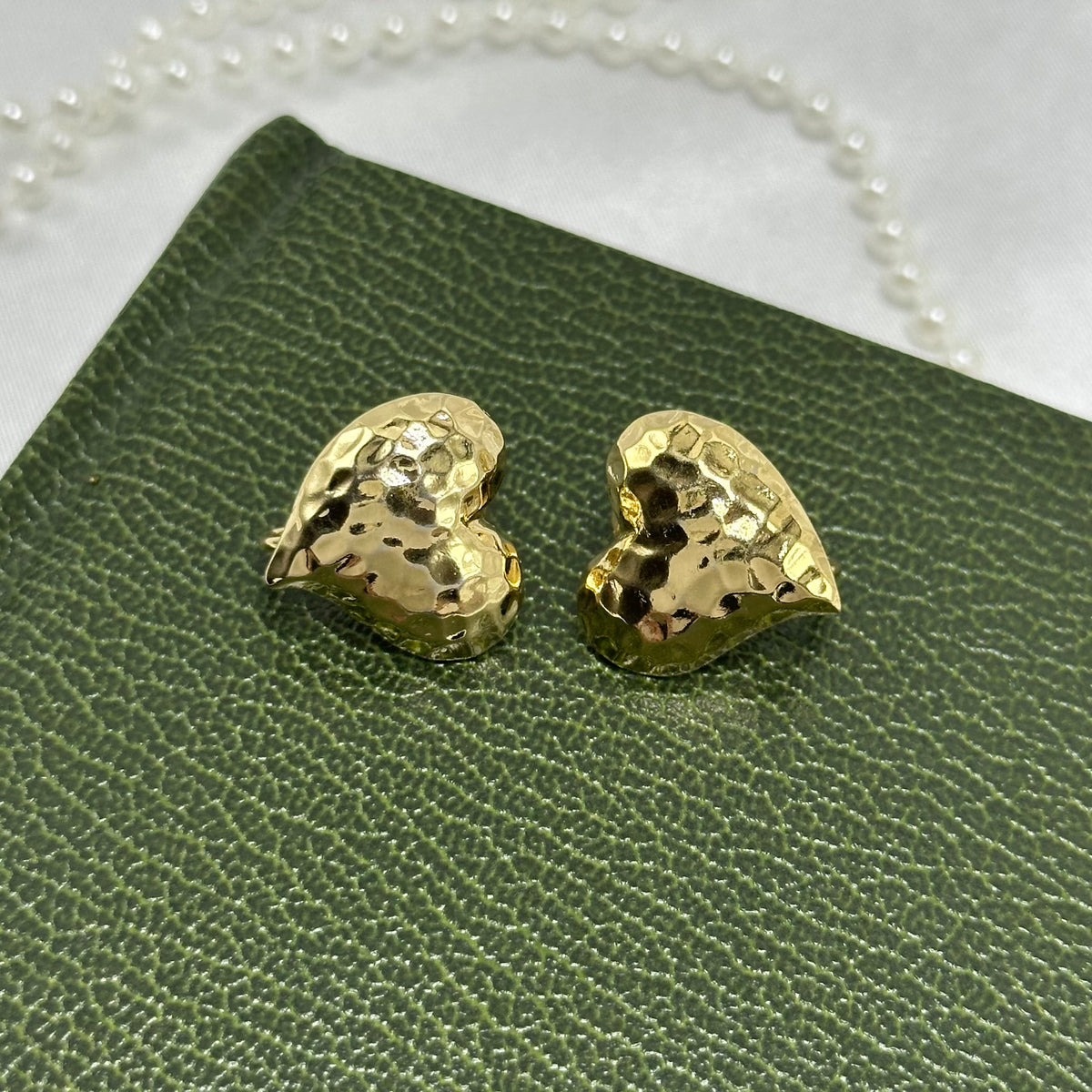 Gold Heart Clip On Earrings