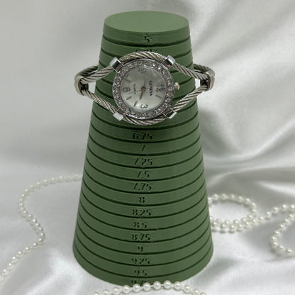 Silver Diamanté Geneva Cuff Watch