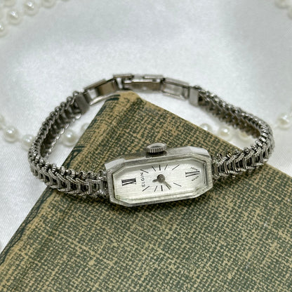 Dainty Vintage Wind-Up Elgin Watch with Roman Numeral Markers