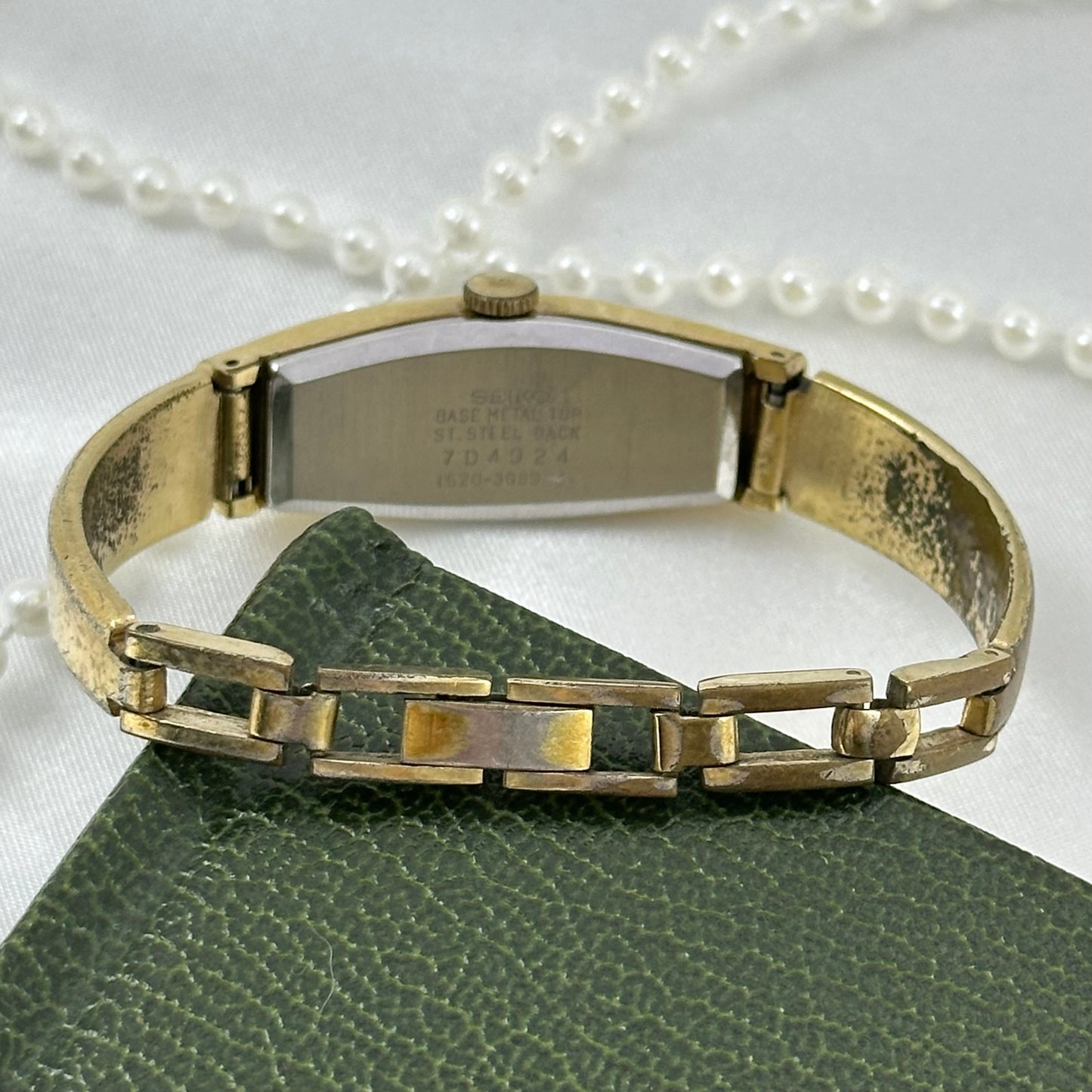 1980's Gold Vintage Seiko Wind-Up Watch with Bangle Band