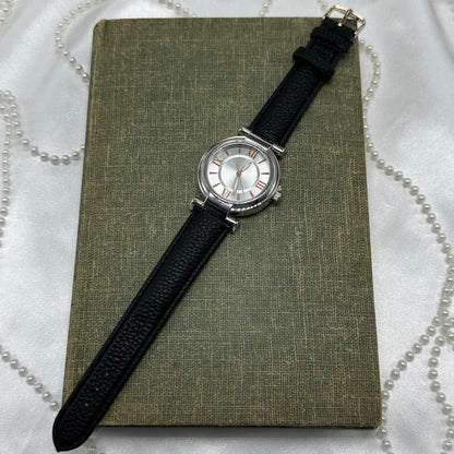 Silver and Rose Gold Watch with Black Band - Never Worn