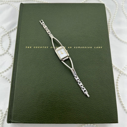 Silver Gloria Vanderbilt Watch with Square Mother of Pearl Dial