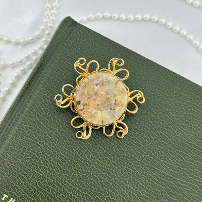 Vintage Gold Flower Filled Brooch