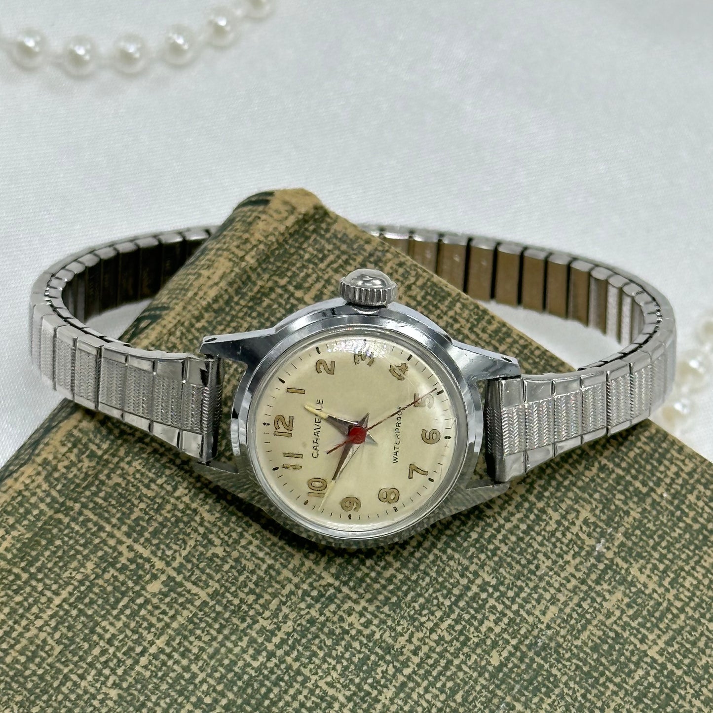 Silver 1968 Caravelle Wind-Up Watch with Glow in the Dark Dial
