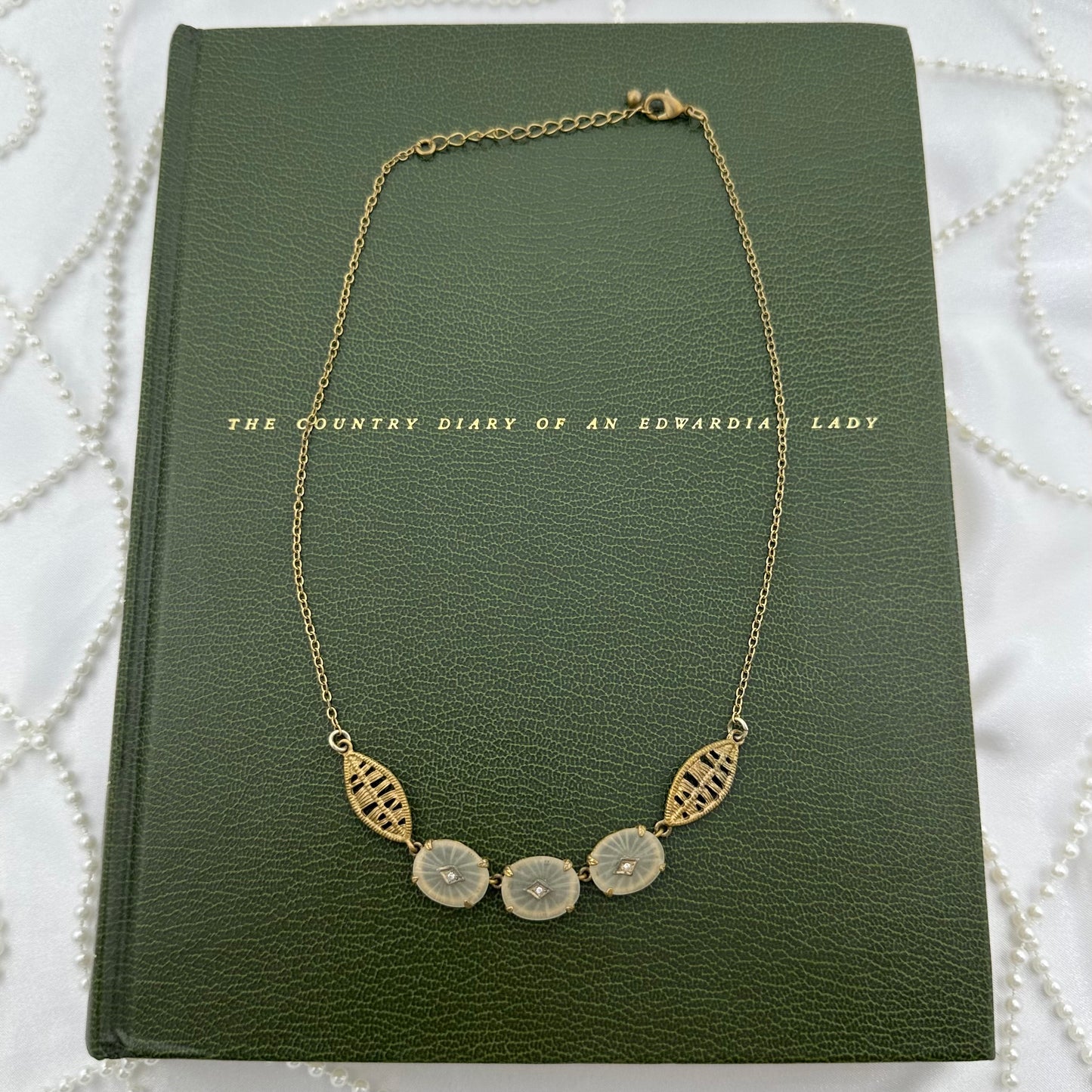 Gold Art Deco Camphor Glass Necklace