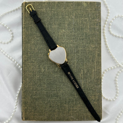 Vintage Avon Gold Heart Watch with Mother of Pearl Dial