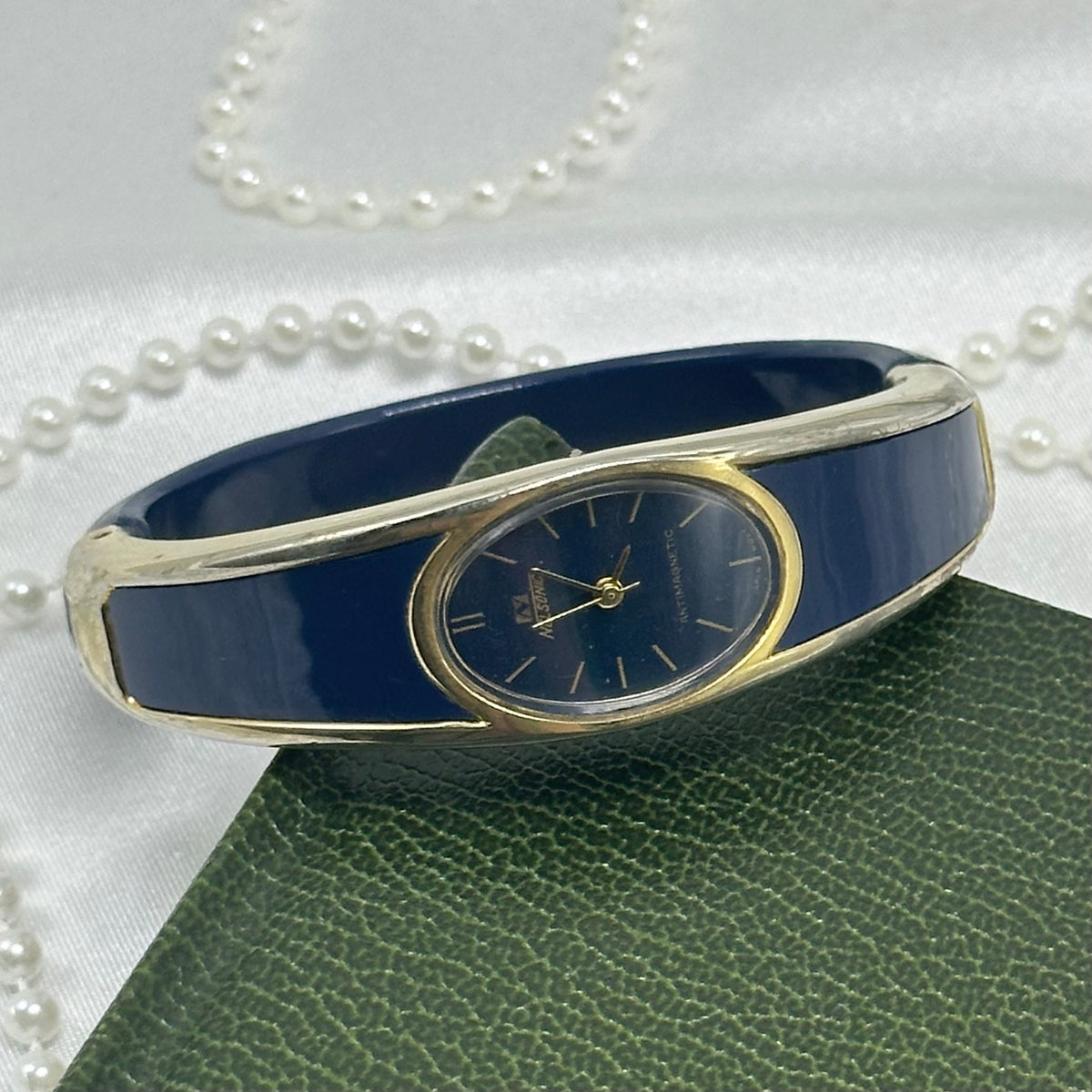 1980's Navy and Gold Cuff Watch