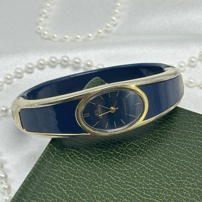 1980's Navy and Gold Cuff Watch