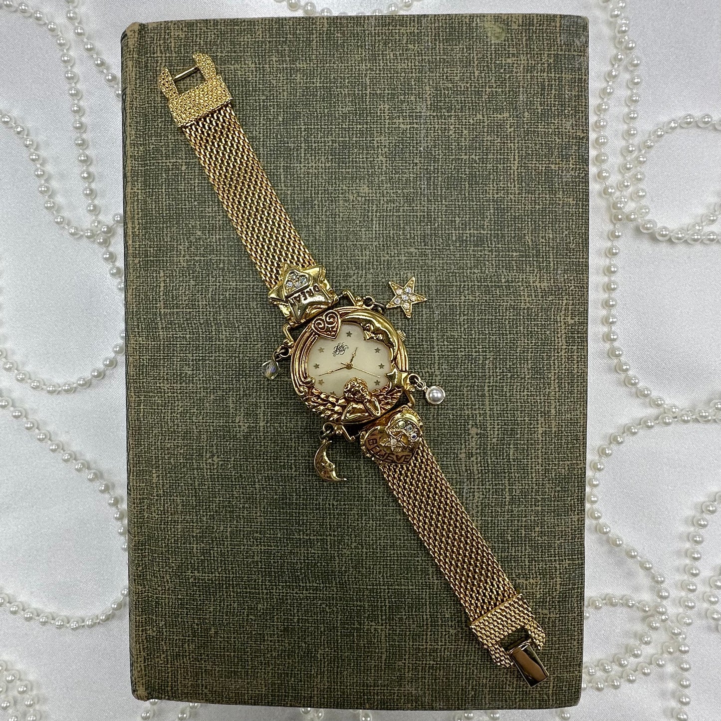 Rare Vintage Kirk's Folly "Angel Time" Gold Charm Watch