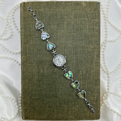 Dainty Silver Abalone Heart Watch