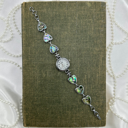 Dainty Silver Abalone Heart Watch