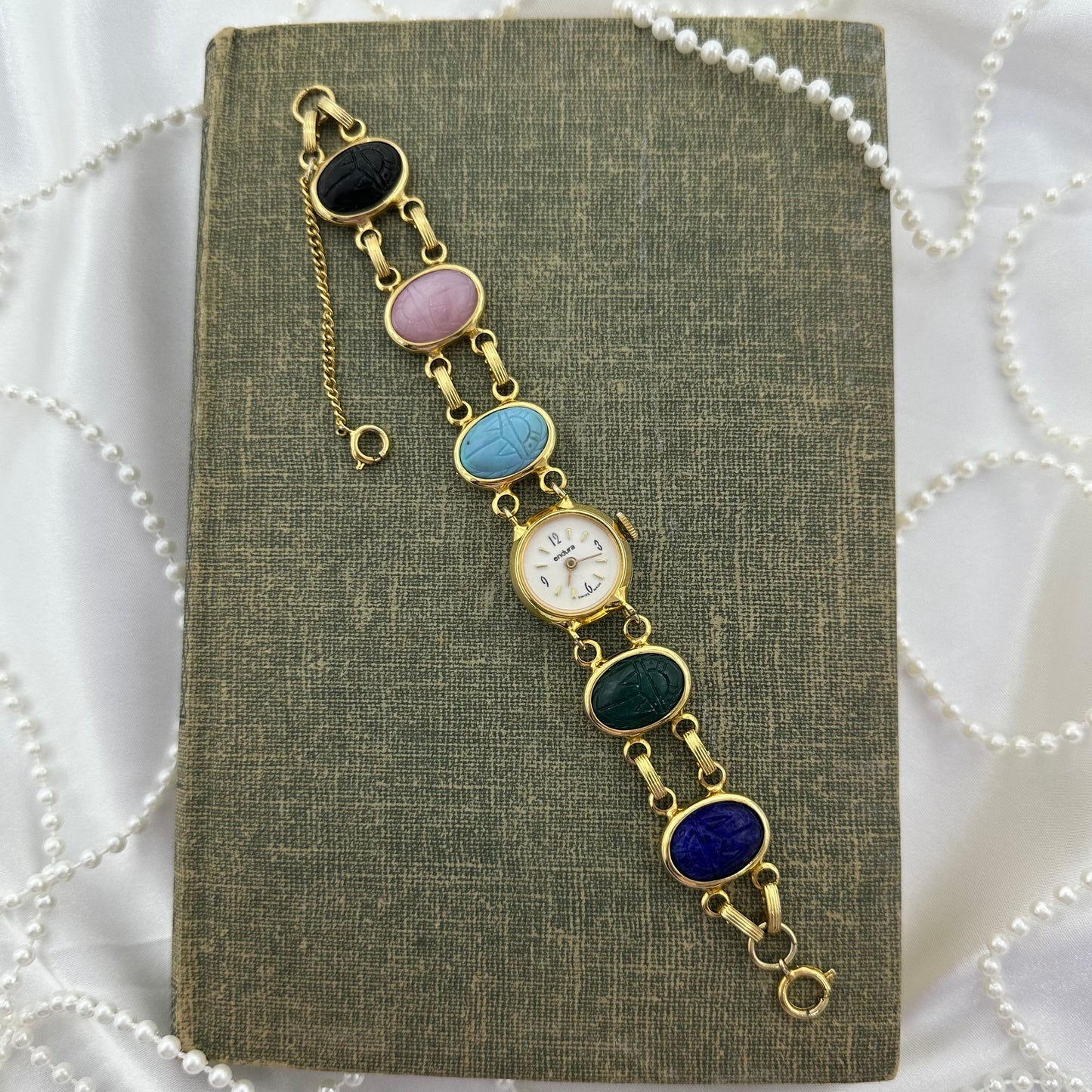 Vintage Gold Scarab Wind-Up Watch