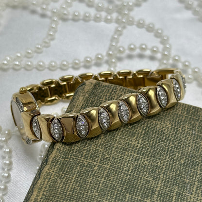 Vintage Two-Tone Diamanté Watch with Roman Numeral Markers