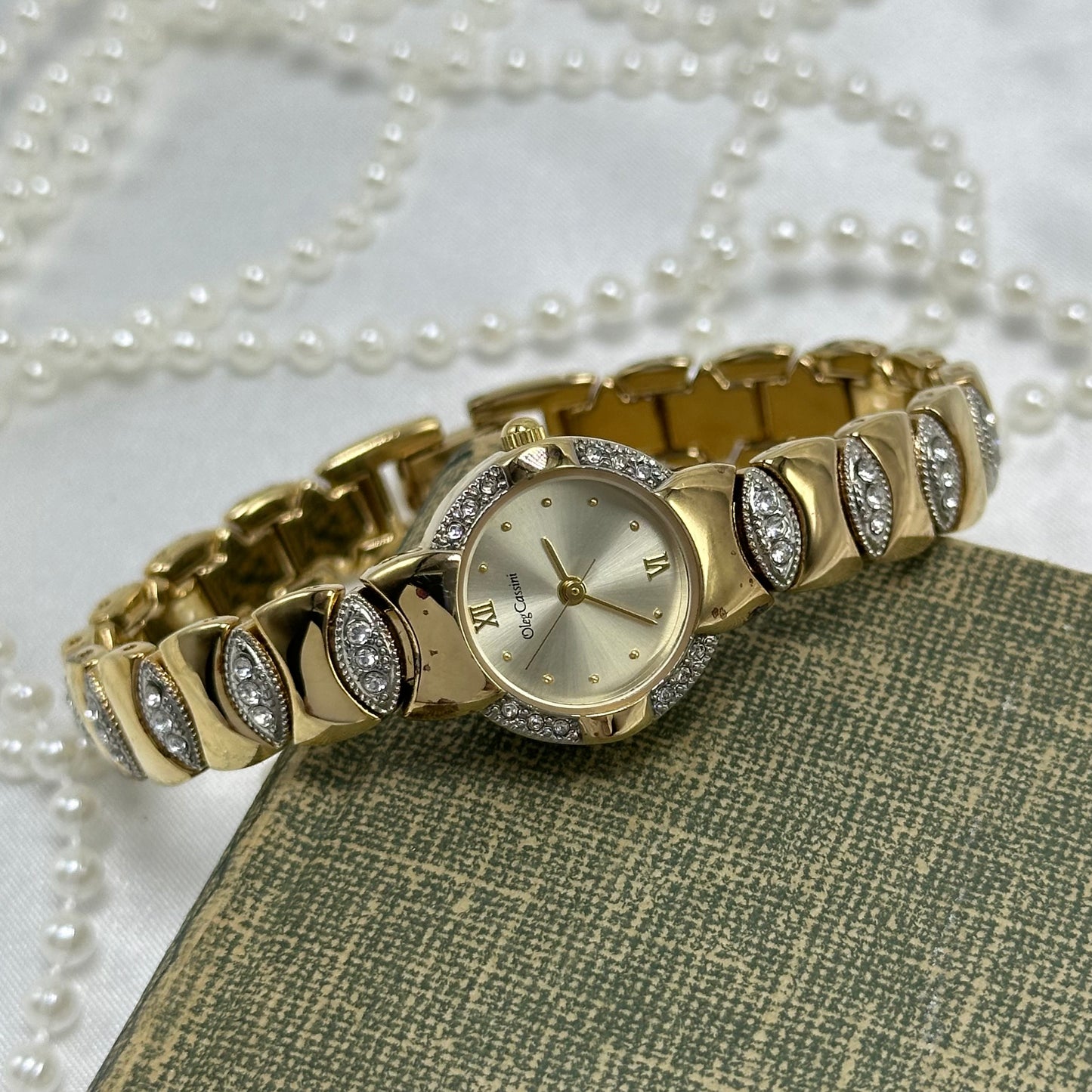 Vintage Two-Tone Diamanté Watch with Roman Numeral Markers