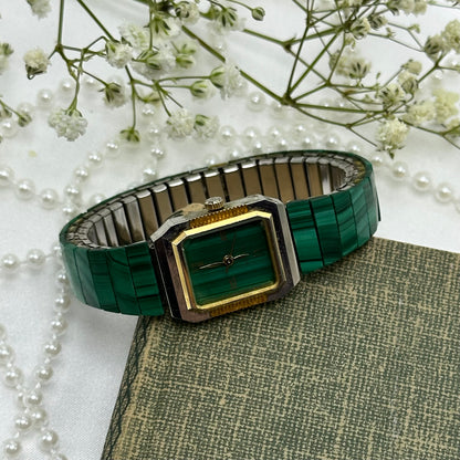 Green and Gold Malachite Watch