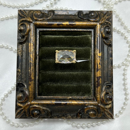 Large Clear Cubic Zirconia Stone Vintage Deadstock Ring 14k Gold Electroplated