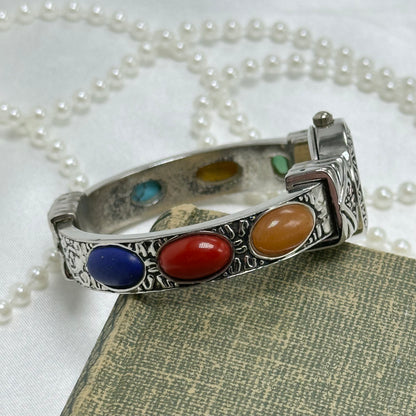 Silver Gemstone Cuff Watch