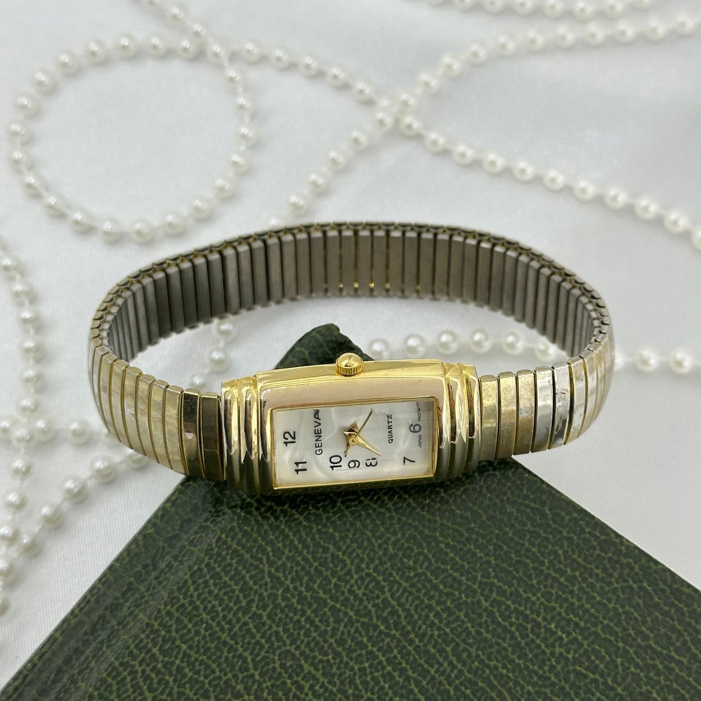 Gold Vintage Geneva Watch with Mother of Pearl Dial