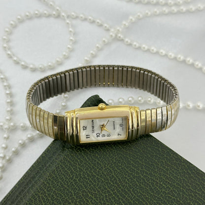 Gold Vintage Geneva Watch with Mother of Pearl Dial