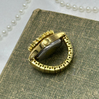 Gold Diamanté Watch Ring