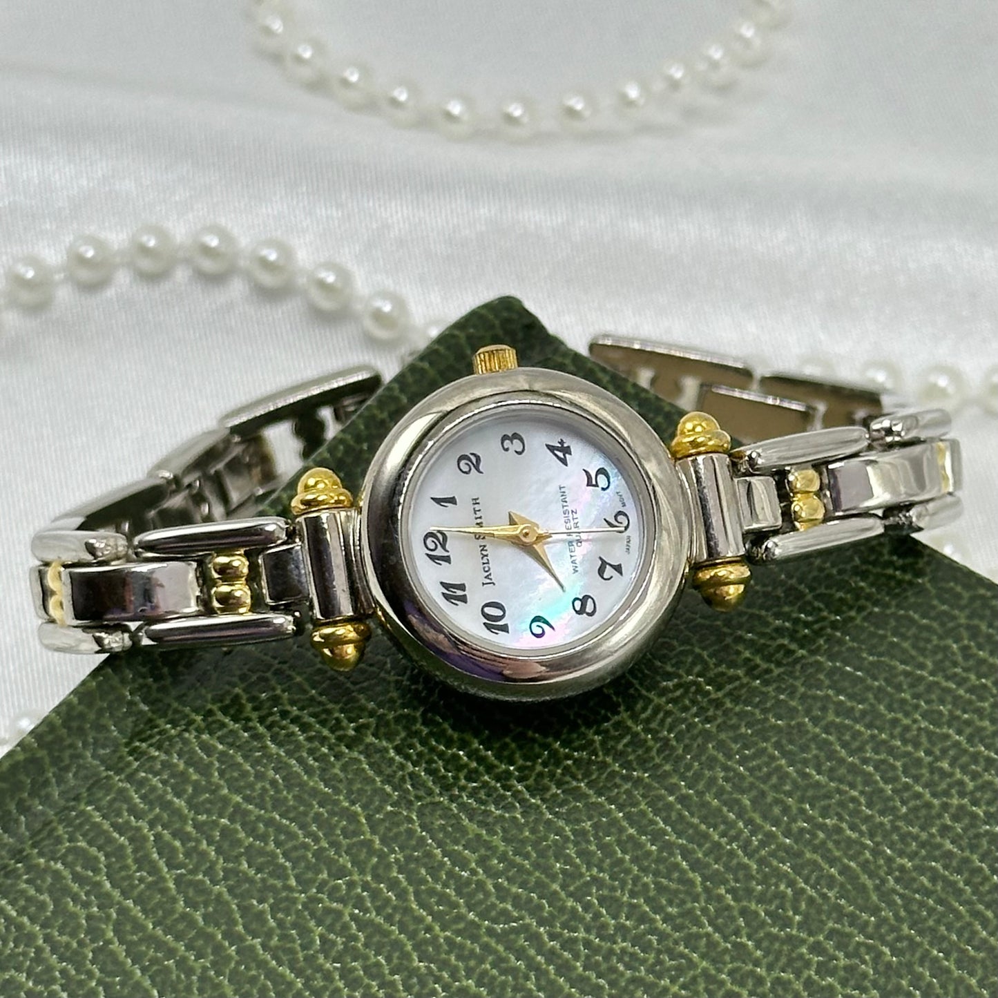 Two-Tone Jaclyn Smith Watch with Round Mother of Pearl Dial