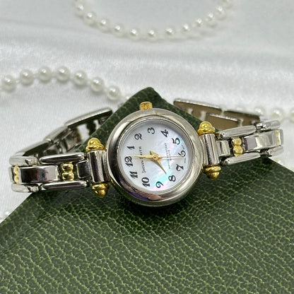 Two-Tone Jaclyn Smith Watch with Round Mother of Pearl Dial