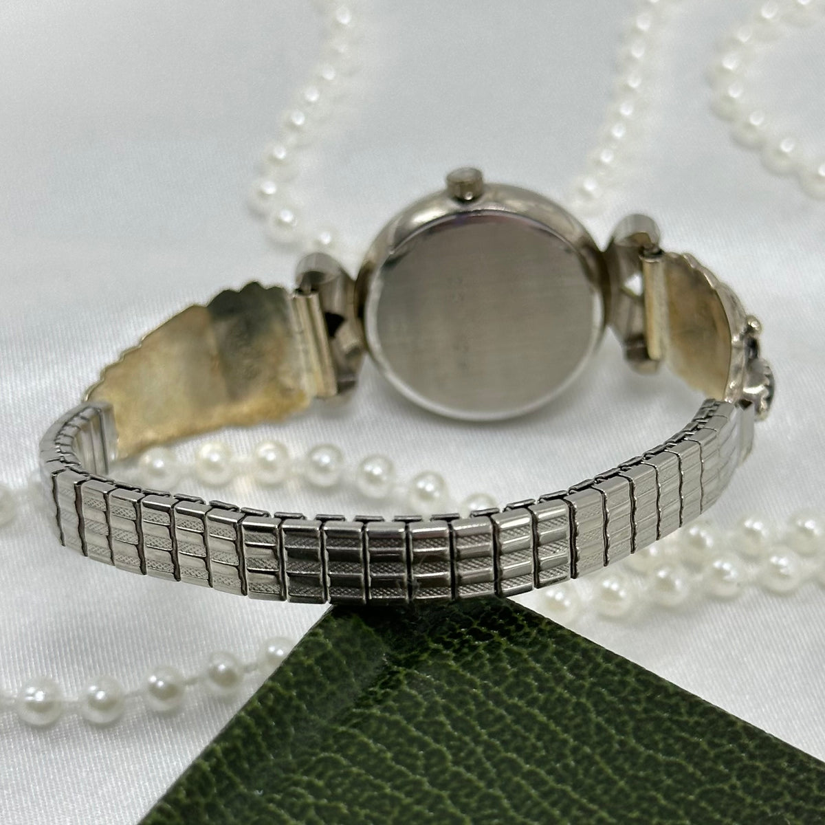 Onyx and Sterling Silver Watch with Black Dial