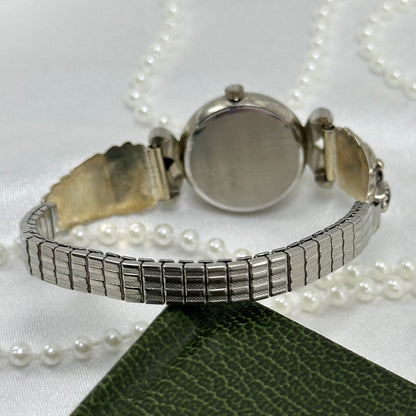 Onyx and Sterling Silver Watch with Black Dial