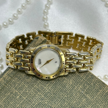 Gold Citizen Watch with Mother of Pearl Dial