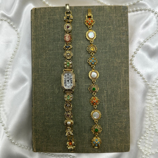 Vintage Cameo Watch and Bracelet Set