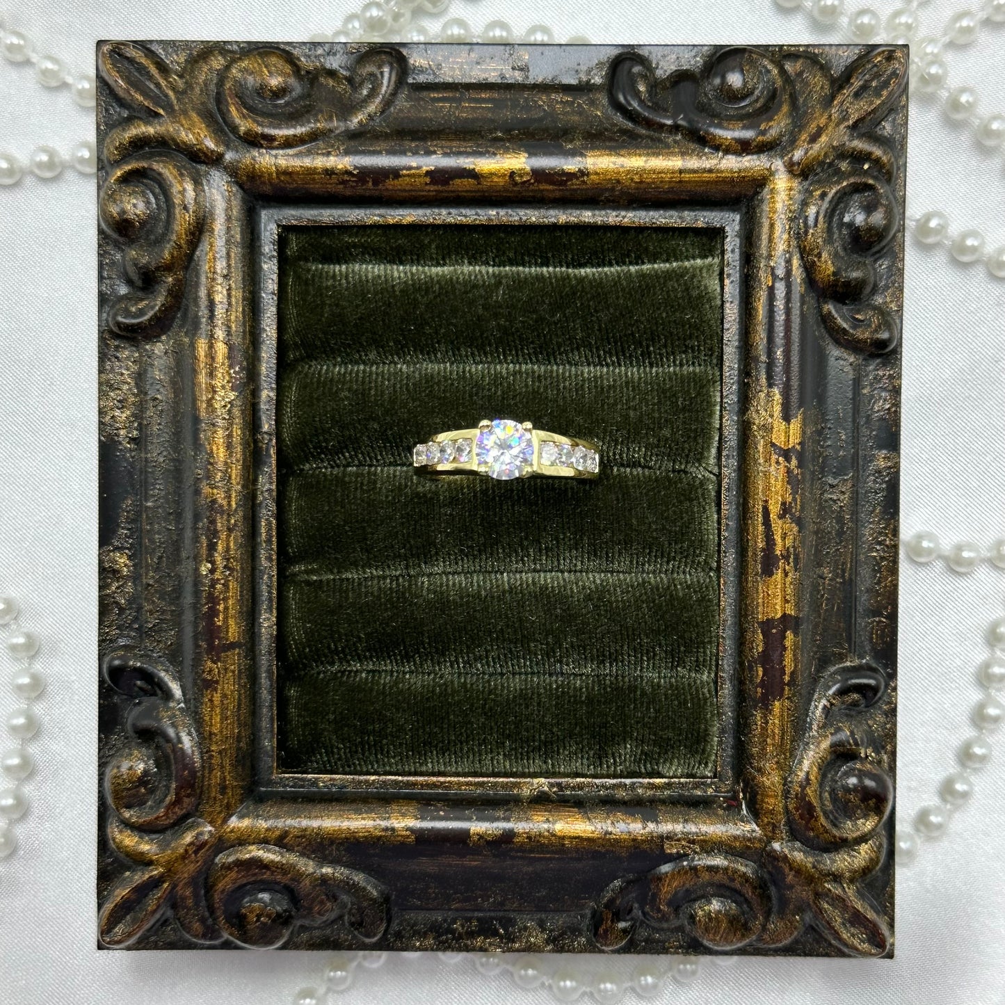 Round Cubic Zirconia Stone Vintage Deadstock Ring 14k Gold Electroplated