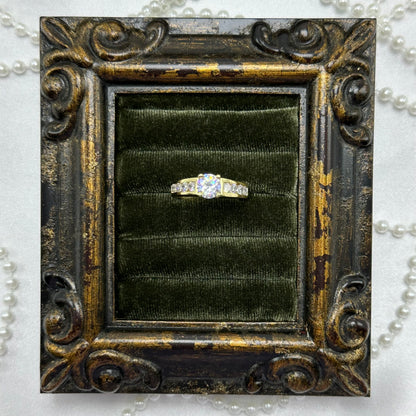 Round Cubic Zirconia Stone Vintage Deadstock Ring 14k Gold Electroplated