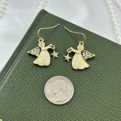 AB Angel Gold Dangle Earrings