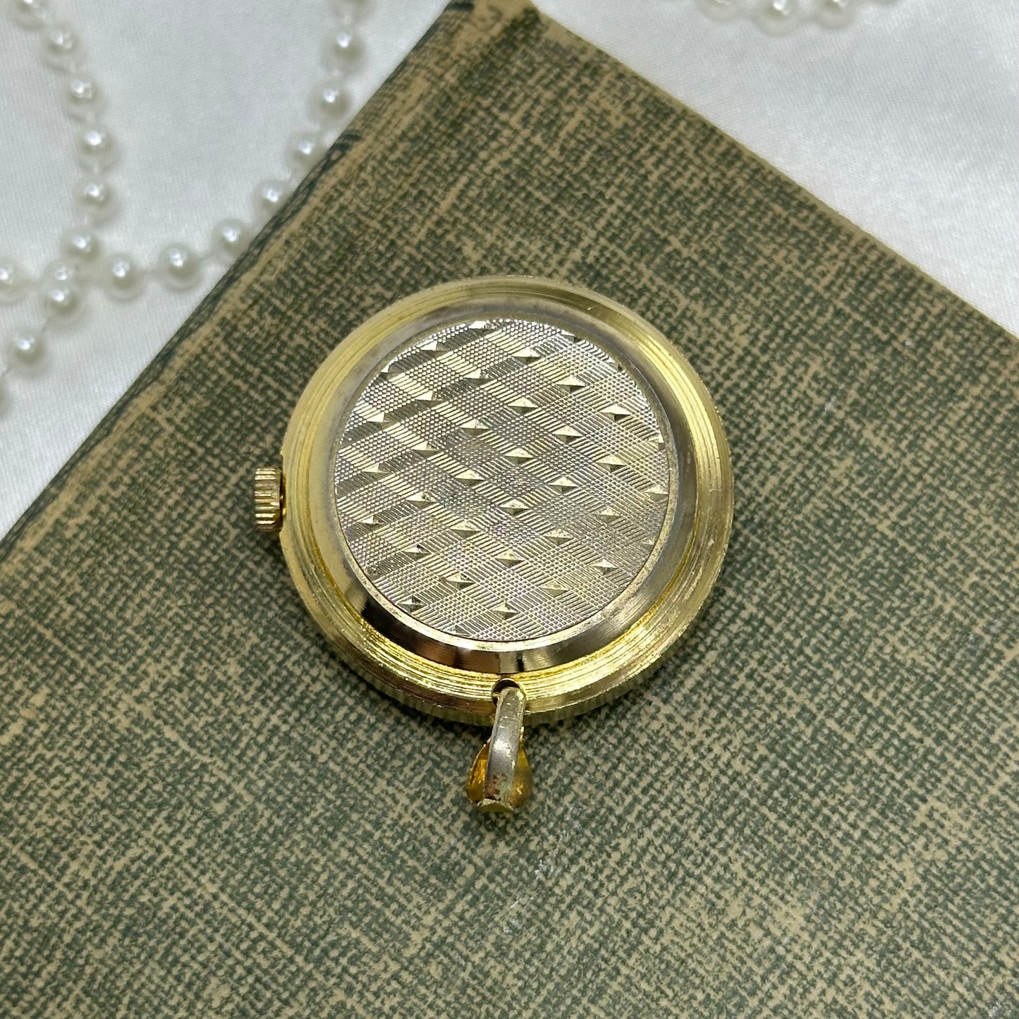 Vintage Round Gold Wind-Up Watch Pendant
