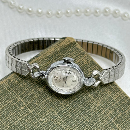 Diamanté Silver Vintage Wind-Up Timex Watch