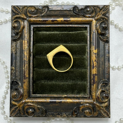 Square Stone Matte Vintage Deadstock Ring Gold Electroplated