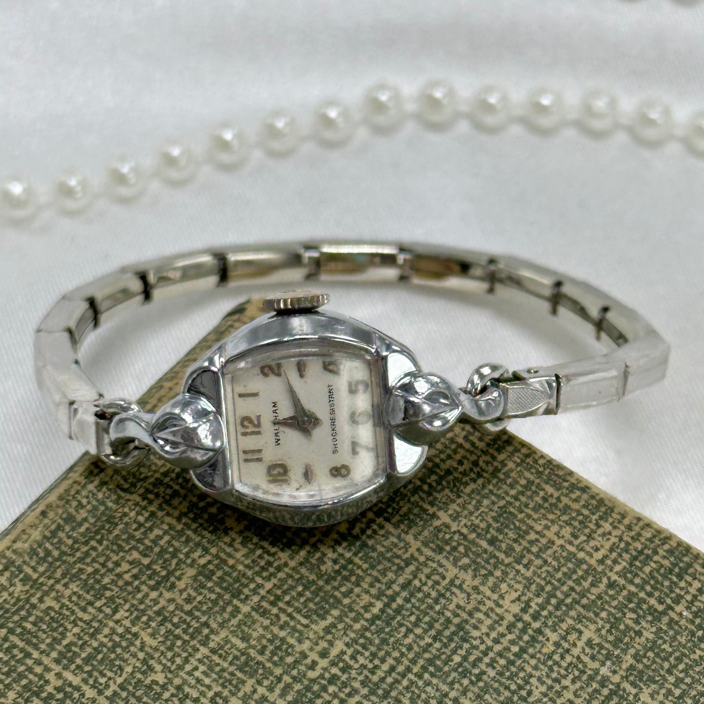 Dainty Silver Waltham Square Dial Wind-Up Watch