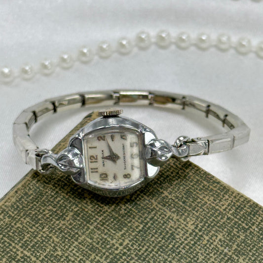 Dainty Silver Waltham Square Dial Wind-Up Watch